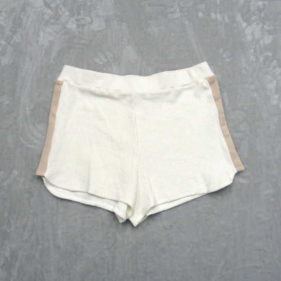 L*Space L Space Off Duty Ribbed Shorts Size XL Cream Tan Side Stripe New NWT - Picture 1 of 9